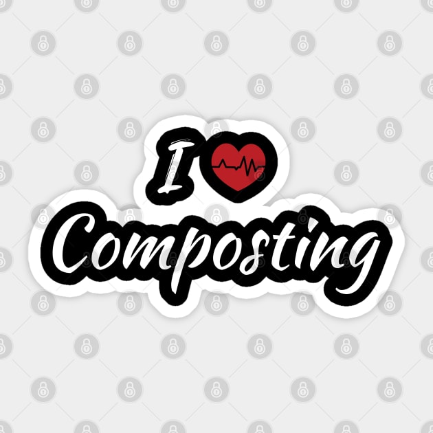 I Love Composting Cute Red Heart With Heartbeat Sticker by SAM DLS